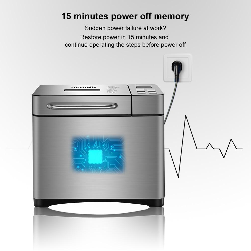 Biolomix Stainless Steel 1KG 19-in-1 Automatic Bread Maker 650W Programmable Bread Machine with 3 Loaf Sizes Fruit Nut Dispenser | Fugo Best