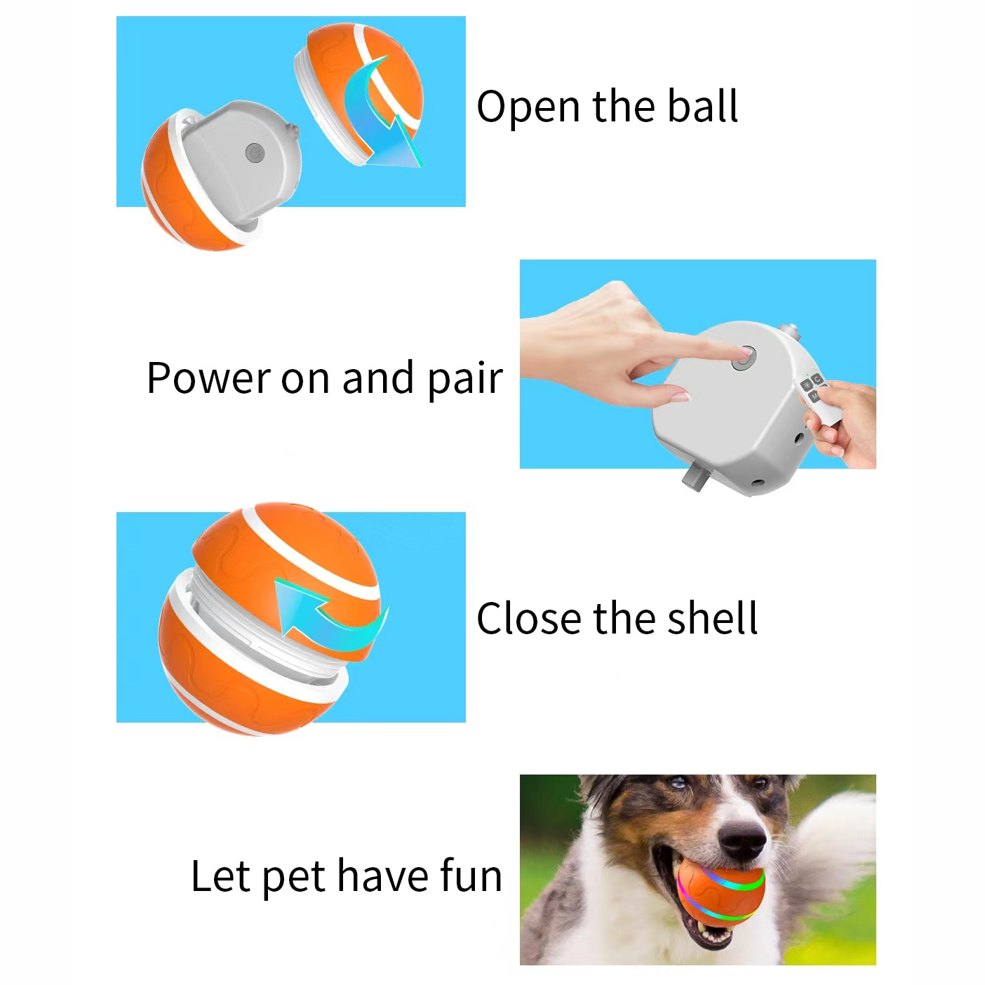 Dog Cat Toys Ball Electric Pet Toys Automatic Rotating Jumping Ball Playing Rolling Ball Roller Ball LED Rolling USB Flash Ball | Fugo Best