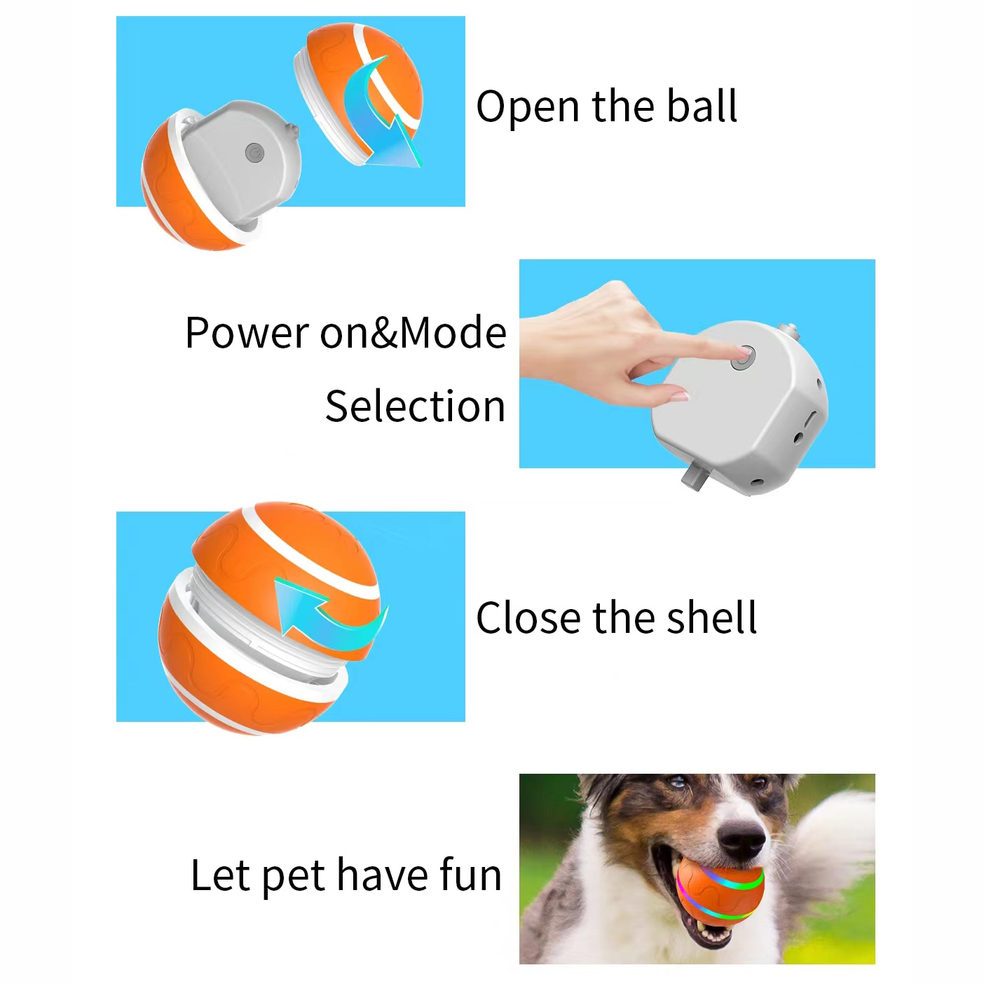 Dog Cat Toys Ball Electric Pet Toys Automatic Rotating Jumping Ball Playing Rolling Ball Roller Ball LED Rolling USB Flash Ball | Fugo Best