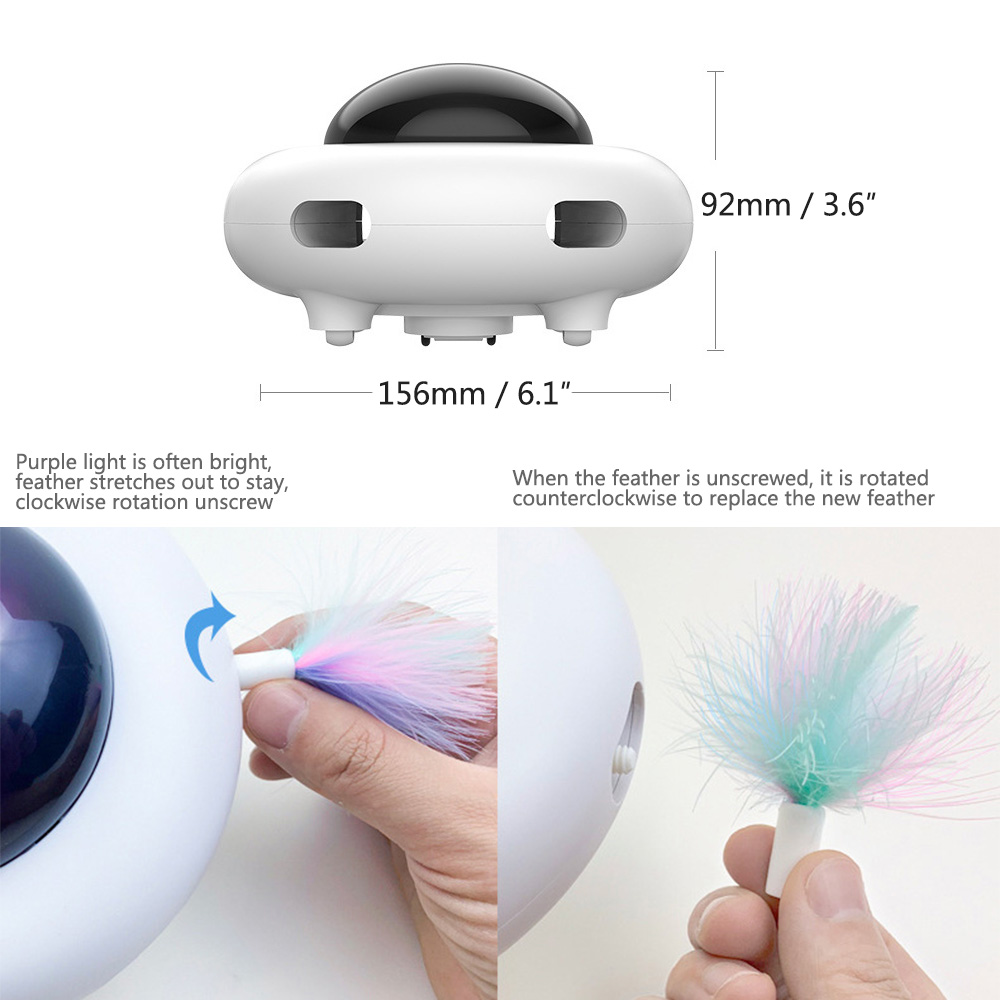 Intelligent UFO Turntable Automatic Swing Toys Puppy Cat Electric Steering Chasing Pet USB Charging Interactive Feather | Fugo Best