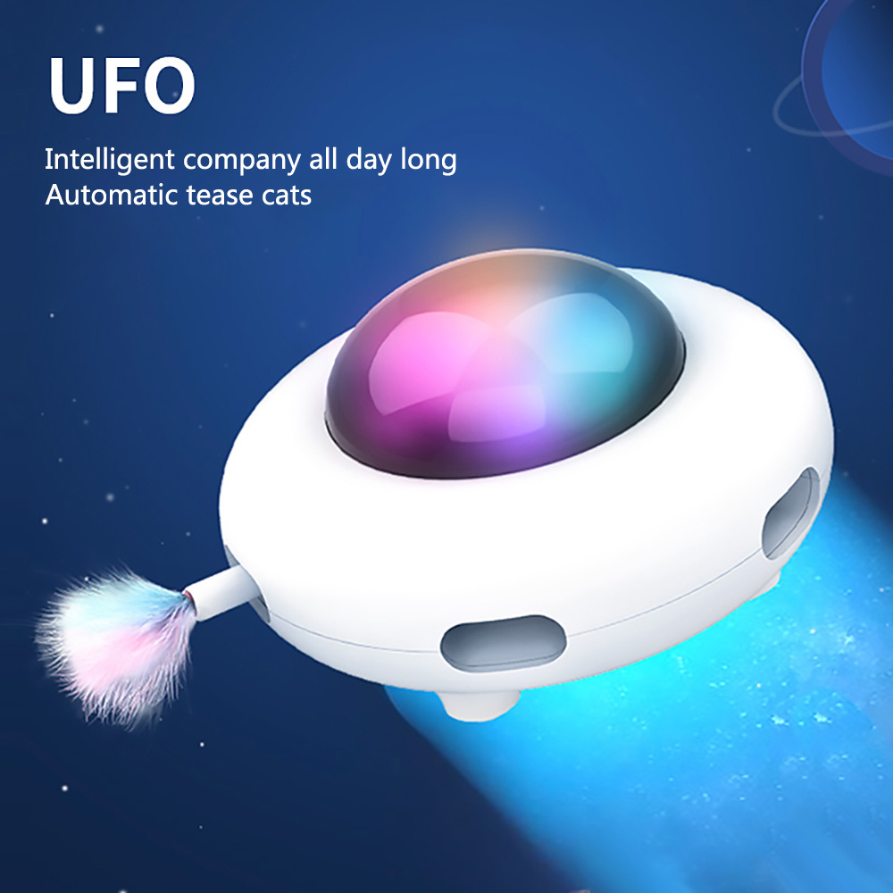 Intelligent UFO Turntable Automatic Swing Toys Puppy Cat Electric Steering Chasing Pet USB Charging Interactive Feather | Fugo Best