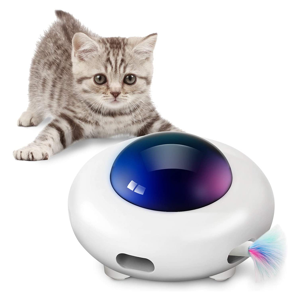 Intelligent UFO Turntable Automatic Swing Toys Puppy Cat Electric Steering Chasing Pet USB Charging Interactive Feather | Fugo Best