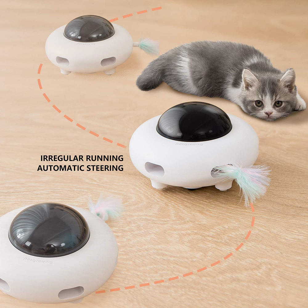 Intelligent UFO Turntable Automatic Swing Toys Puppy Cat Electric Steering Chasing Pet USB Charging Interactive Feather | Fugo Best
