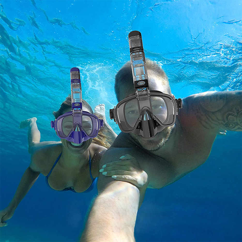 Snorkel Mask Foldable Anti-Fog Diving Mask Set with Full Dry Top System for Free Swim Professional Snorkeling Gear Adults Kids | Fugo Best