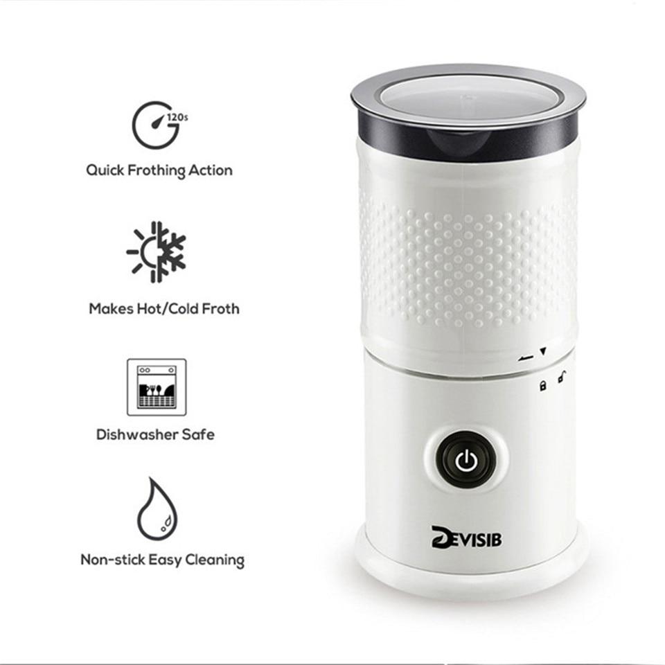 DEVISIB Detachable Milk Frother Electric Steamer Dishwasher Safe for Making Latte Cappuccino Macchiato Warm Milk | Fugo Best