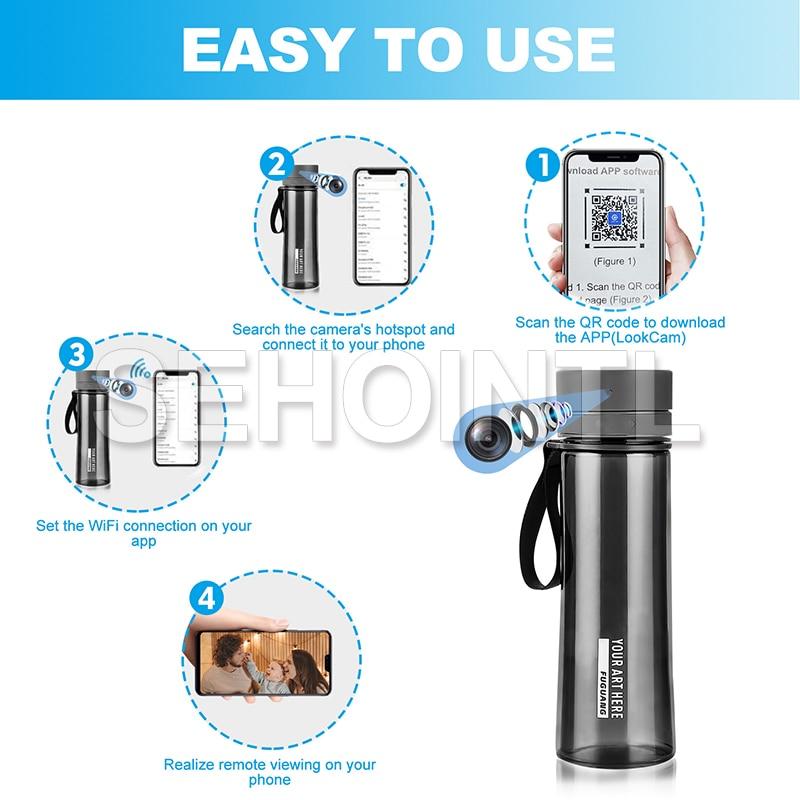 HD 1080P Water Bottle Portable WiFi Camera with APP Remote Video Record Support Motion Detection for Sport Home Office Securit | Fugo Best