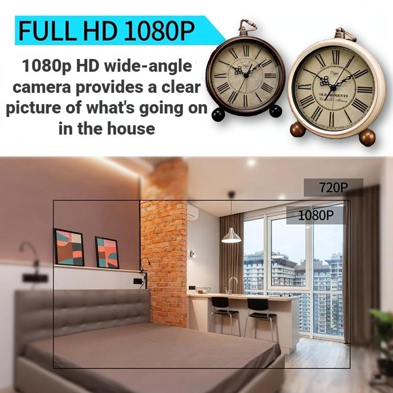 1080P HD Mini Camera WIFI Clock Camera Motion Detection Home Secret Stealth Surveillance Camera Retro Roman Numeral Clock Cam | Fugo Best