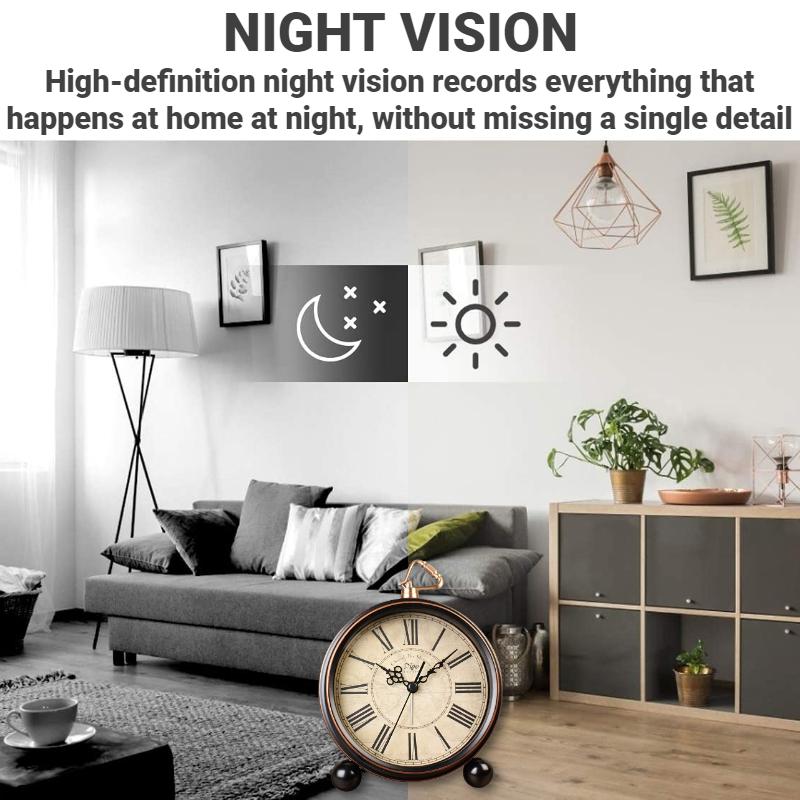 1080P HD Mini Camera WIFI Clock Camera Motion Detection Home Secret Stealth Surveillance Camera Retro Roman Numeral Clock Cam | Fugo Best
