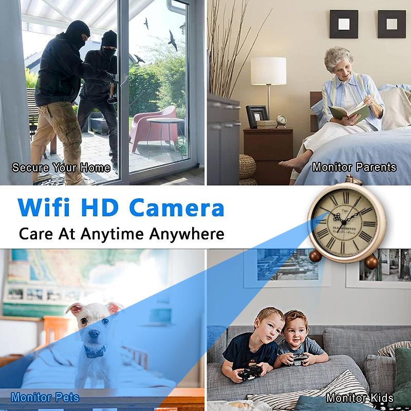 1080P HD Mini Camera WIFI Clock Camera Motion Detection Home Secret Stealth Surveillance Camera Retro Roman Numeral Clock Cam | Fugo Best