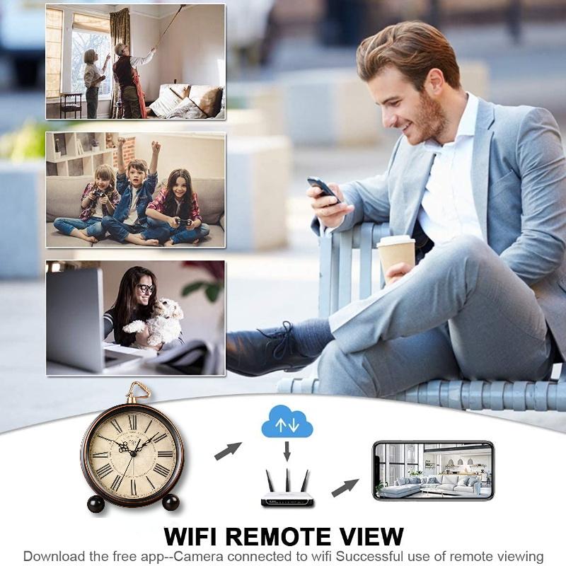 1080P HD Mini Camera WIFI Clock Camera Motion Detection Home Secret Stealth Surveillance Camera Retro Roman Numeral Clock Cam | Fugo Best