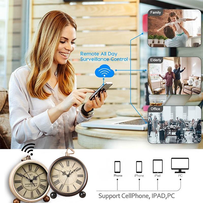 1080P HD Mini Camera WIFI Clock Camera Motion Detection Home Secret Stealth Surveillance Camera Retro Roman Numeral Clock Cam | Fugo Best