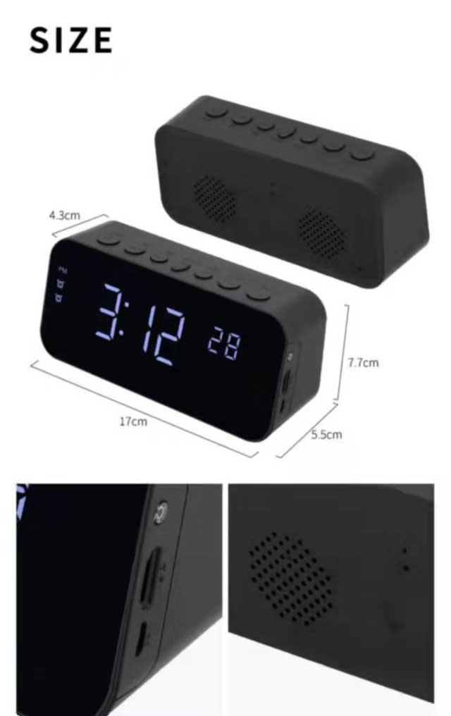Tuya Alarm Clock Camera With Night Vision IP WiFi Wireless 1080P 2MP Indoor Home Security Desktop Cameras Built-in Battey | Fugo Best