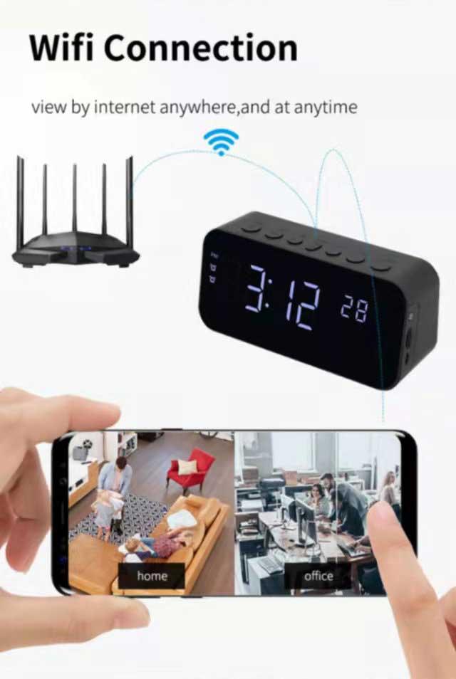 Tuya Alarm Clock Camera With Night Vision IP WiFi Wireless 1080P 2MP Indoor Home Security Desktop Cameras Built-in Battey | Fugo Best