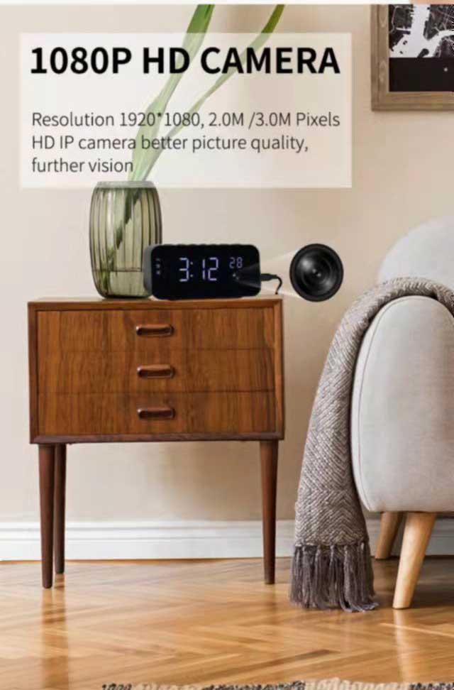 Tuya Alarm Clock Camera With Night Vision IP WiFi Wireless 1080P 2MP Indoor Home Security Desktop Cameras Built-in Battey | Fugo Best