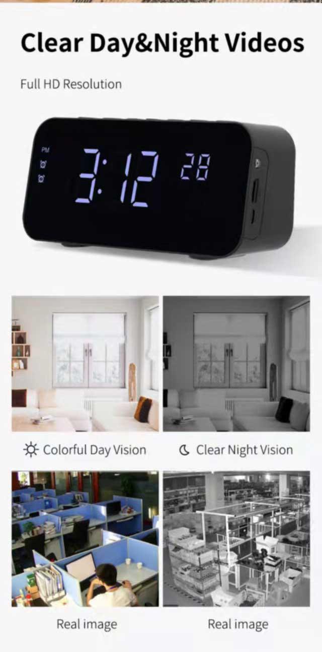 Tuya Alarm Clock Camera With Night Vision IP WiFi Wireless 1080P 2MP Indoor Home Security Desktop Cameras Built-in Battey | Fugo Best