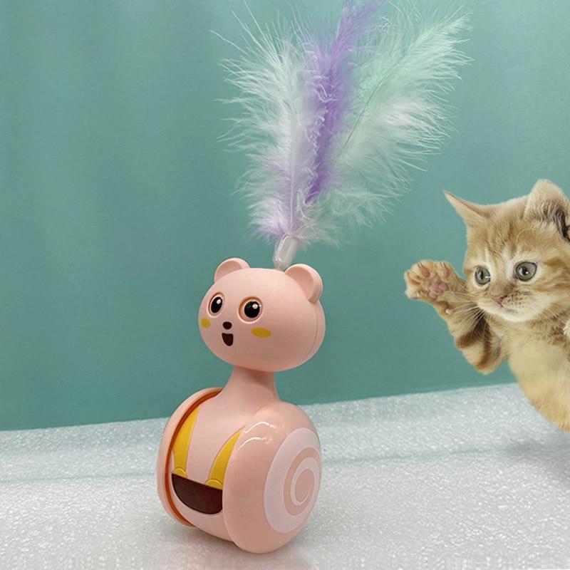 Cat Interactive Feather Toys Pet Bumbler Funny Toy Interactive Cats Toys Cat Rolling Teaser Feather Wand Toys Rotating Ball | Fugo Best