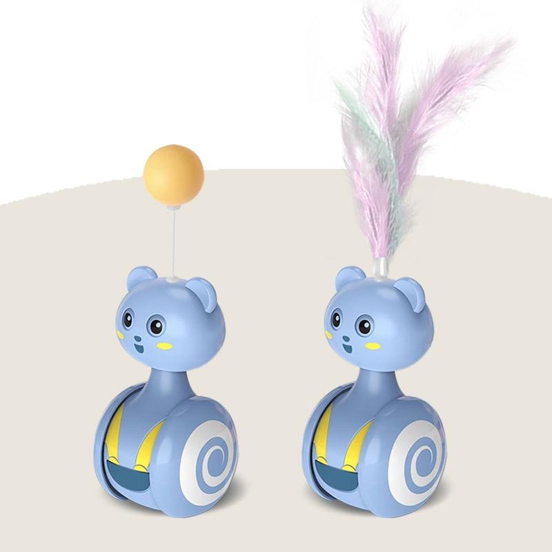 Cat Interactive Feather Toys Pet Bumbler Funny Toy Interactive Cats Toys Cat Rolling Teaser Feather Wand Toys Rotating Ball | Fugo Best