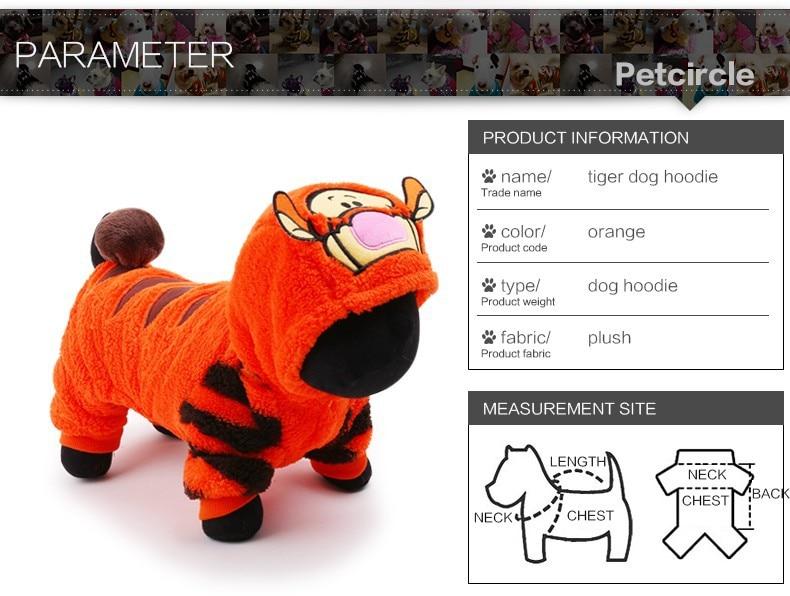 Petcircle New Hot Sale Pet Dog Clothes Tiger Dog Winter Coats Warm Dog Hoodies For Chihuahua Small And Large Dog Costumes | Fugo Best
