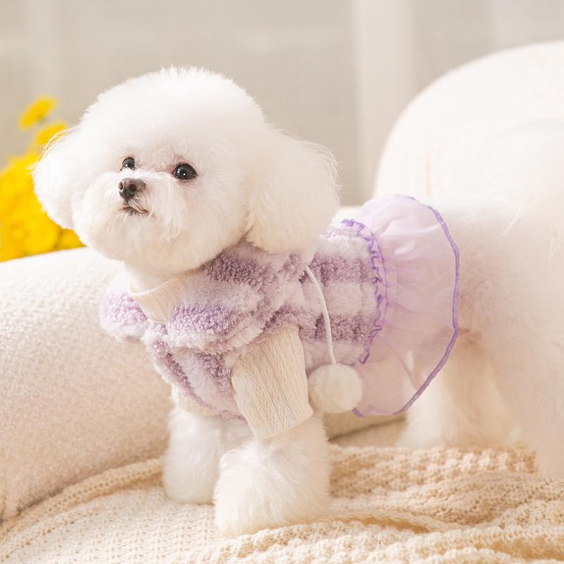 Autumn Winter Pet Princess Skirt Cute Suit Puppy Dress Small Dog Clothes Bowknot Hairpin Chihuahua Yorkshire Poodle Cat Coat | Fugo Best