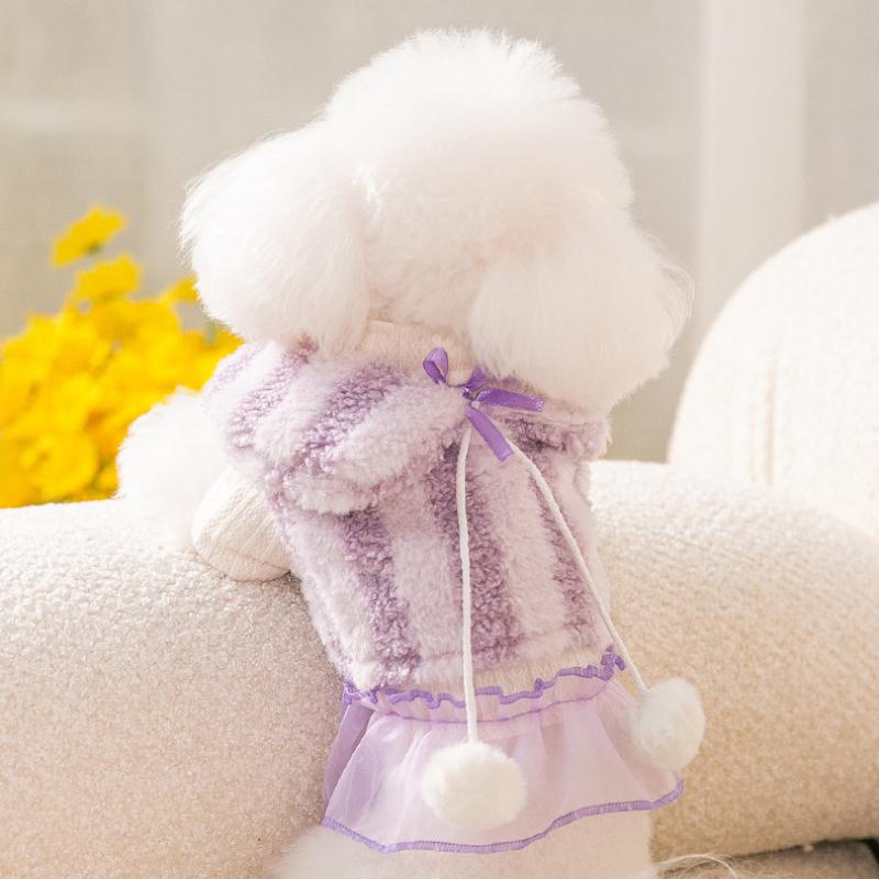 Autumn Winter Pet Princess Skirt Cute Suit Puppy Dress Small Dog Clothes Bowknot Hairpin Chihuahua Yorkshire Poodle Cat Coat | Fugo Best