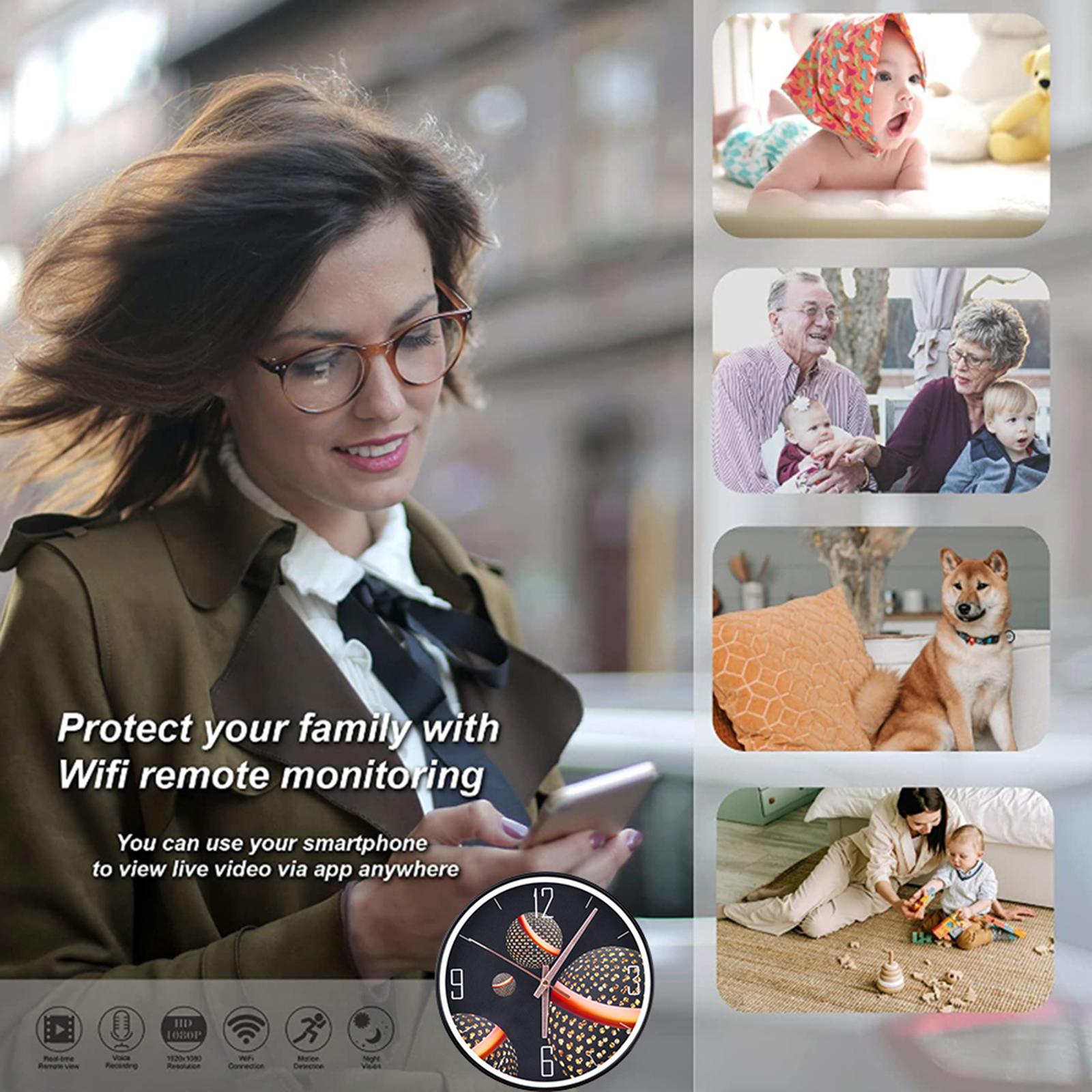 Wifi Wireless Wall Clock Camera 1080P Full HD Mini Camcorder Home Security Night Vision Support Mobile Phone Remote Viewing | Fugo Best