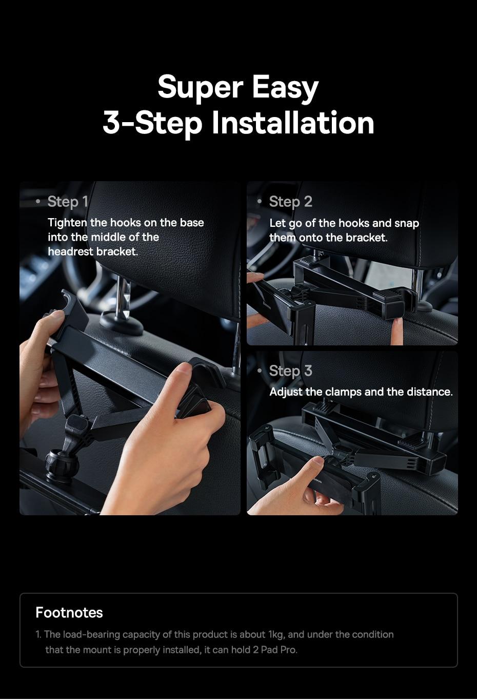Baseus Phone Holder Tablet Holder in Car Foldable Car Rear Pillow Stand Seat Rear Headrest Mounting Bracket for iPhone iPad | Fugo Best
