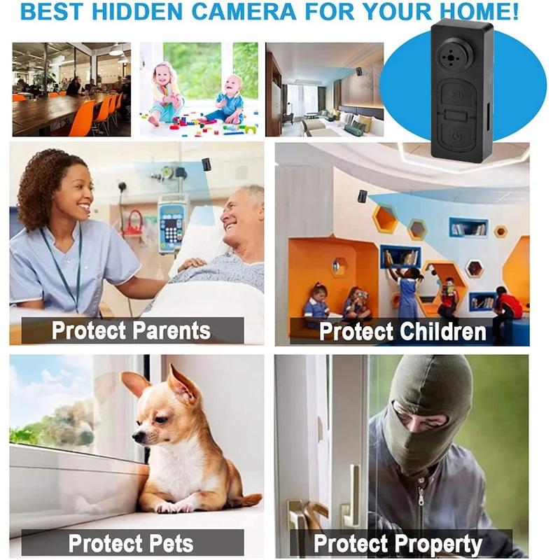 T-Shirt Button Mini Camera 3 In 1 Take Photos Video Audio Recorder Loop Recording Outdoors Micro Camcorders Safety Monitor Cam | Fugo Best