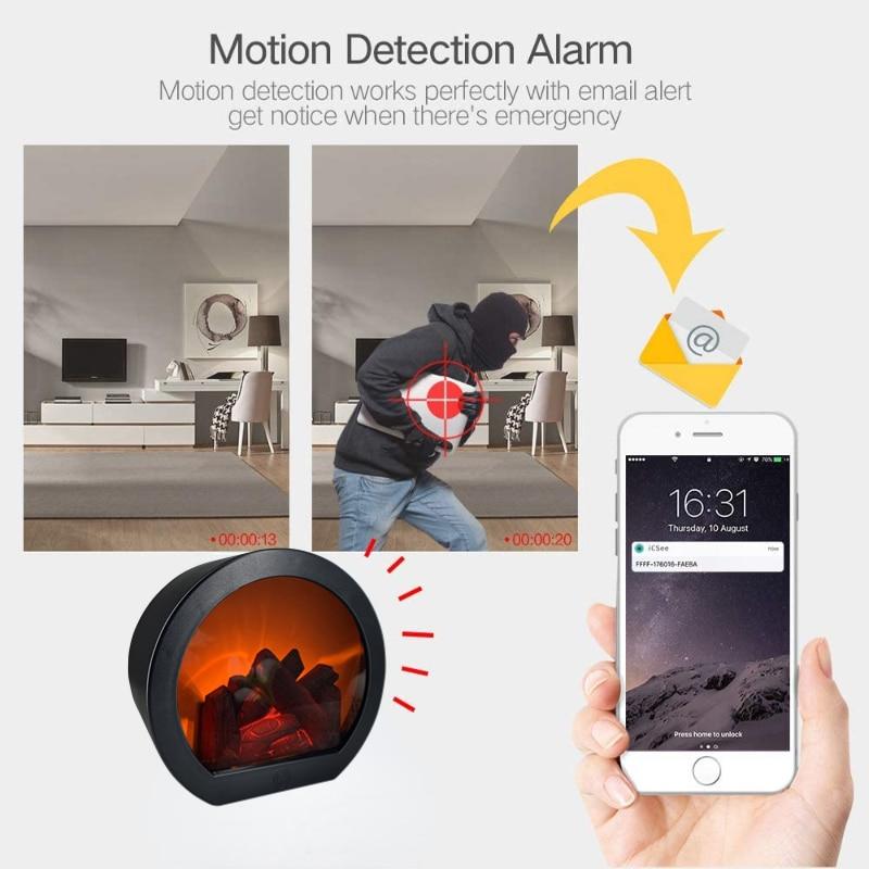 Home Hotel Simulated LED Fireplace Decorative Lamp Mini Camera Wifi Remote Control Desk Decor HD Security Video Surveillance Cam | Fugo Best