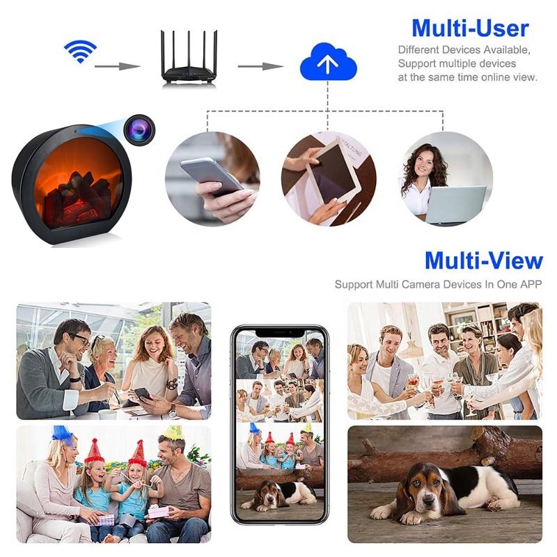 Home Hotel Simulated LED Fireplace Decorative Lamp Mini Camera Wifi Remote Control Desk Decor HD Security Video Surveillance Cam | Fugo Best
