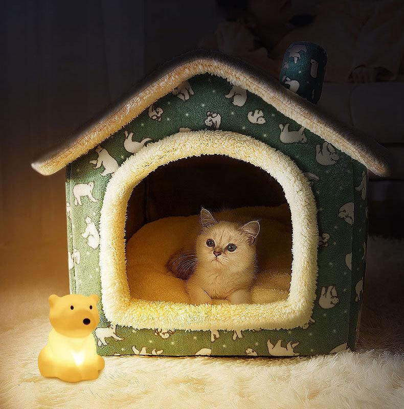 Luxury Cozy Dog Puppy House Fleece Heating Calming Pet Cat Bed with Mattress Fluffy Pet Sofa Mat Dog Cushion Poodle Well Made XL | Fugo Best