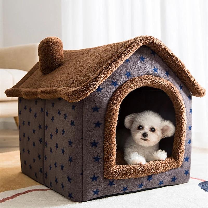 Luxury Cozy Dog Puppy House Fleece Heating Calming Pet Cat Bed with Mattress Fluffy Pet Sofa Mat Dog Cushion Poodle Well Made XL | Fugo Best