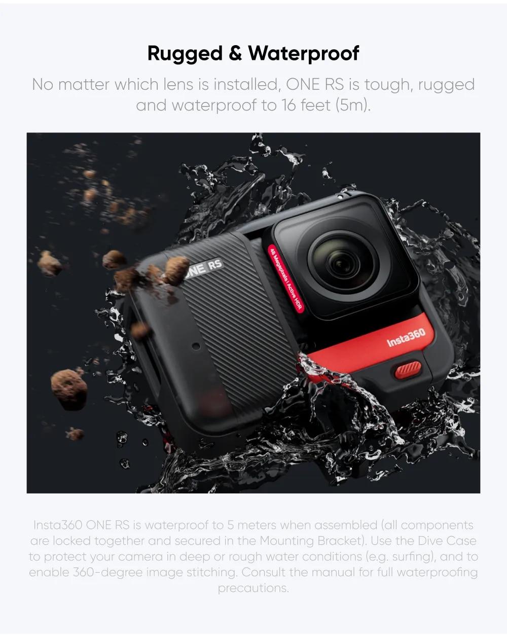 Insta360 ONE RS Waterproof 4K 60fps Action Camera & 5.7K 360 Camera with Interchangeable Lenses, Twin/ 4K Edition | Fugo Best