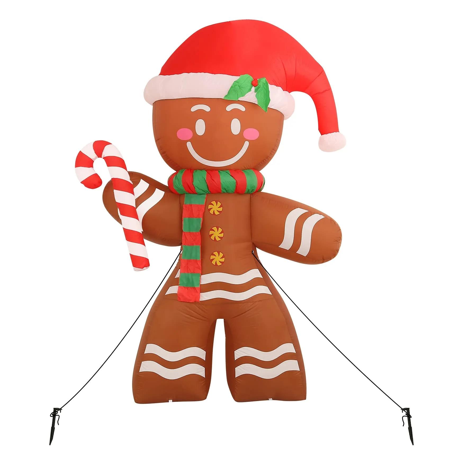 2.2m Christmas Inflatables Gingerbread Man with Built-in LED Ornament for Xmas Party Indoor Outdoor Courtyard Props Decoration | Fugo Best