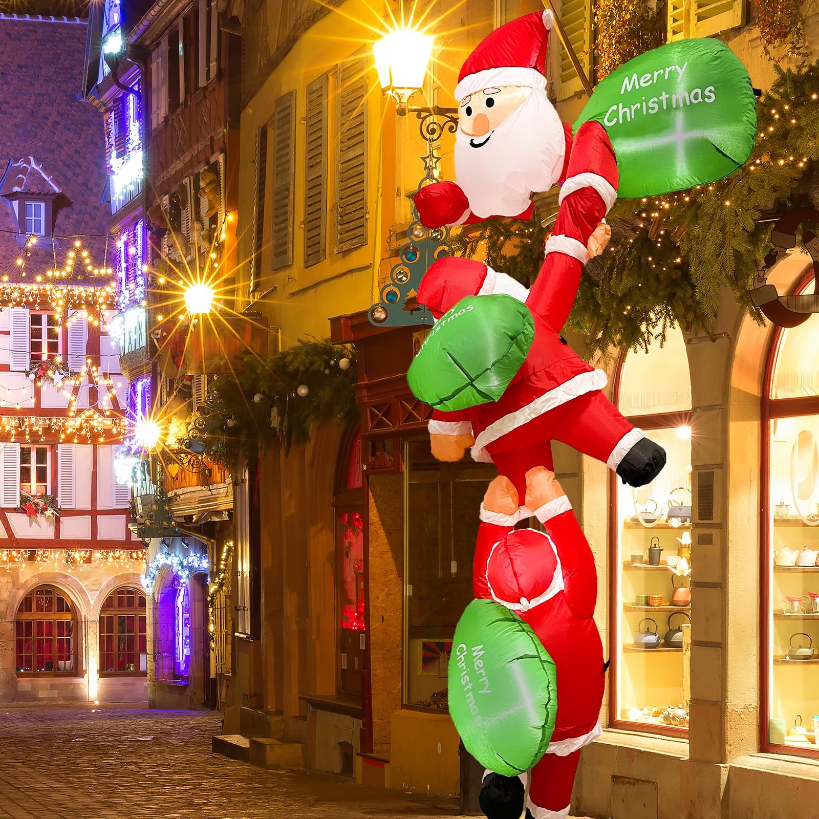 OurWarm Christmas Climbing Santa Claus Inflatable with LED Lights Christmas Blow Up Yard Decorations for Outdoor Porch Decor | Fugo Best