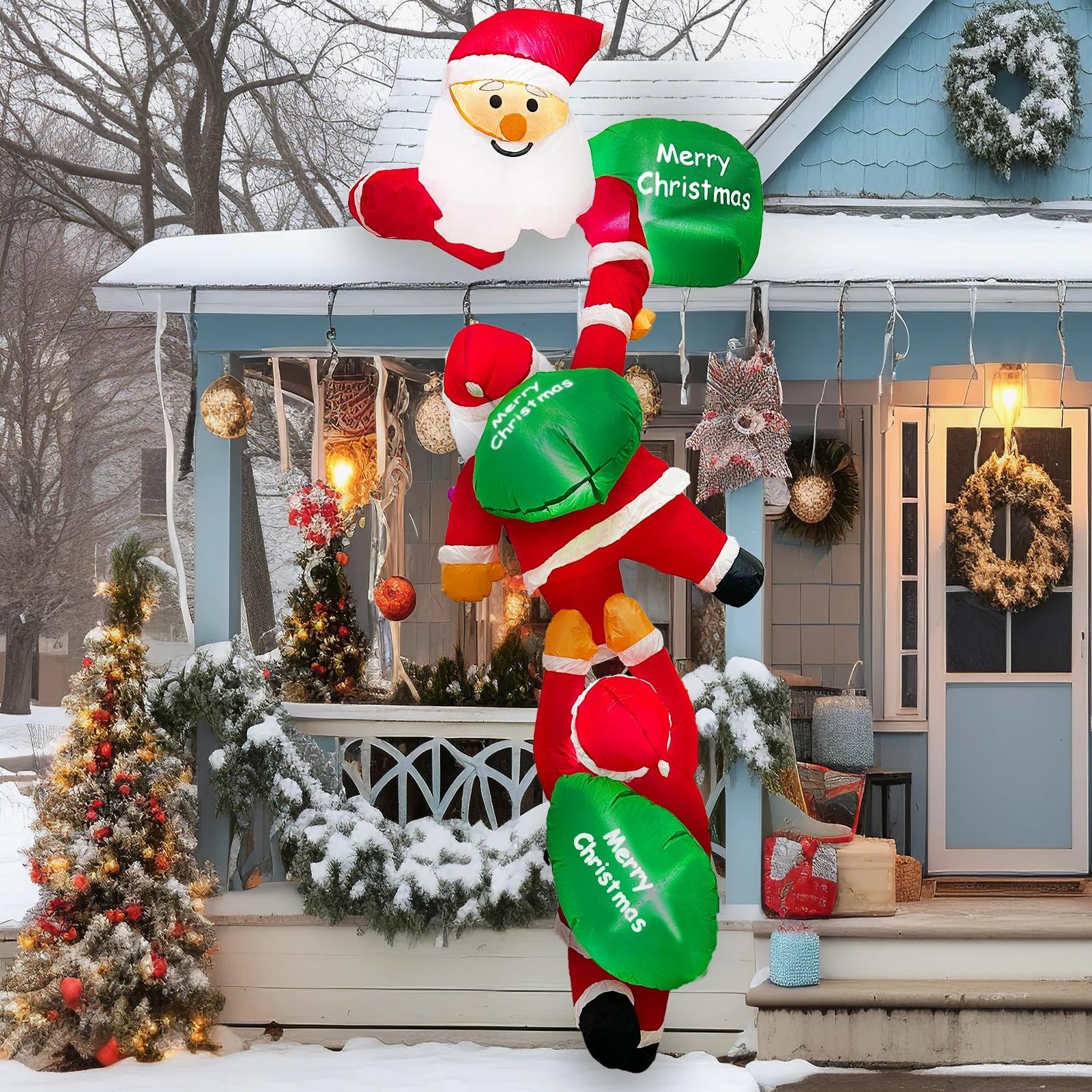OurWarm Christmas Climbing Santa Claus Inflatable with LED Lights Christmas Blow Up Yard Decorations for Outdoor Porch Decor | Fugo Best
