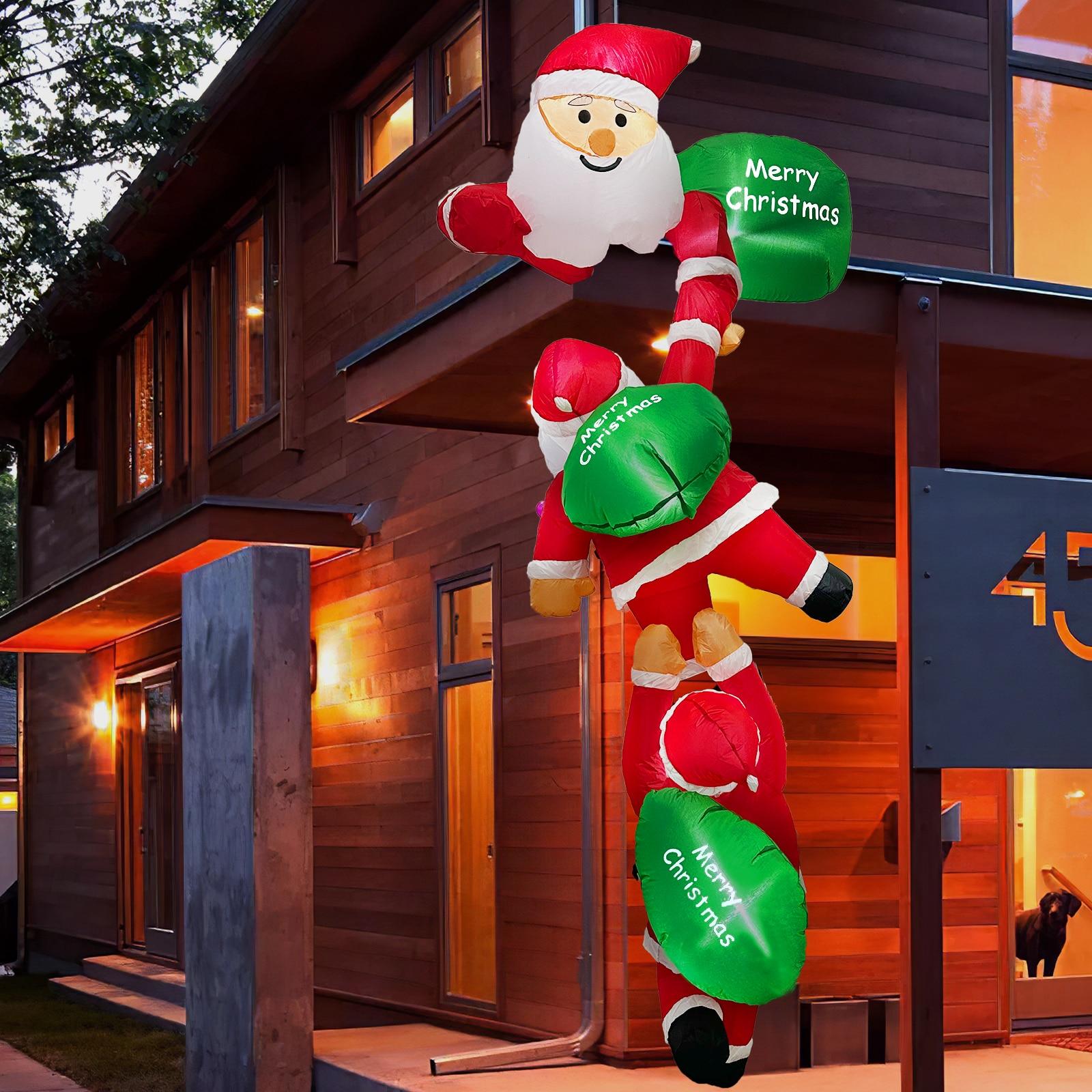 OurWarm Christmas Climbing Santa Claus Inflatable with LED Lights Christmas Blow Up Yard Decorations for Outdoor Porch Decor | Fugo Best