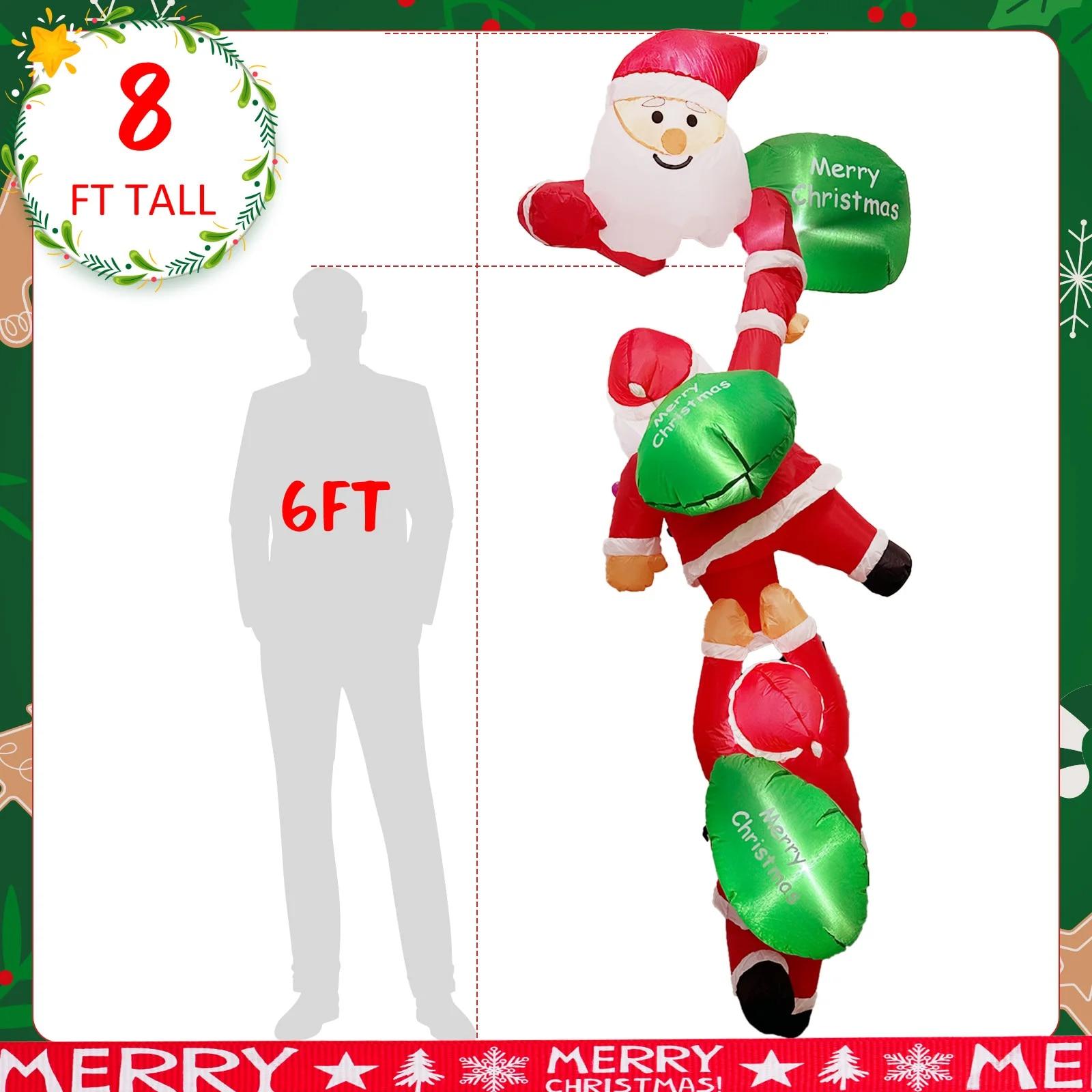 OurWarm Christmas Climbing Santa Claus Inflatable with LED Lights Christmas Blow Up Yard Decorations for Outdoor Porch Decor | Fugo Best