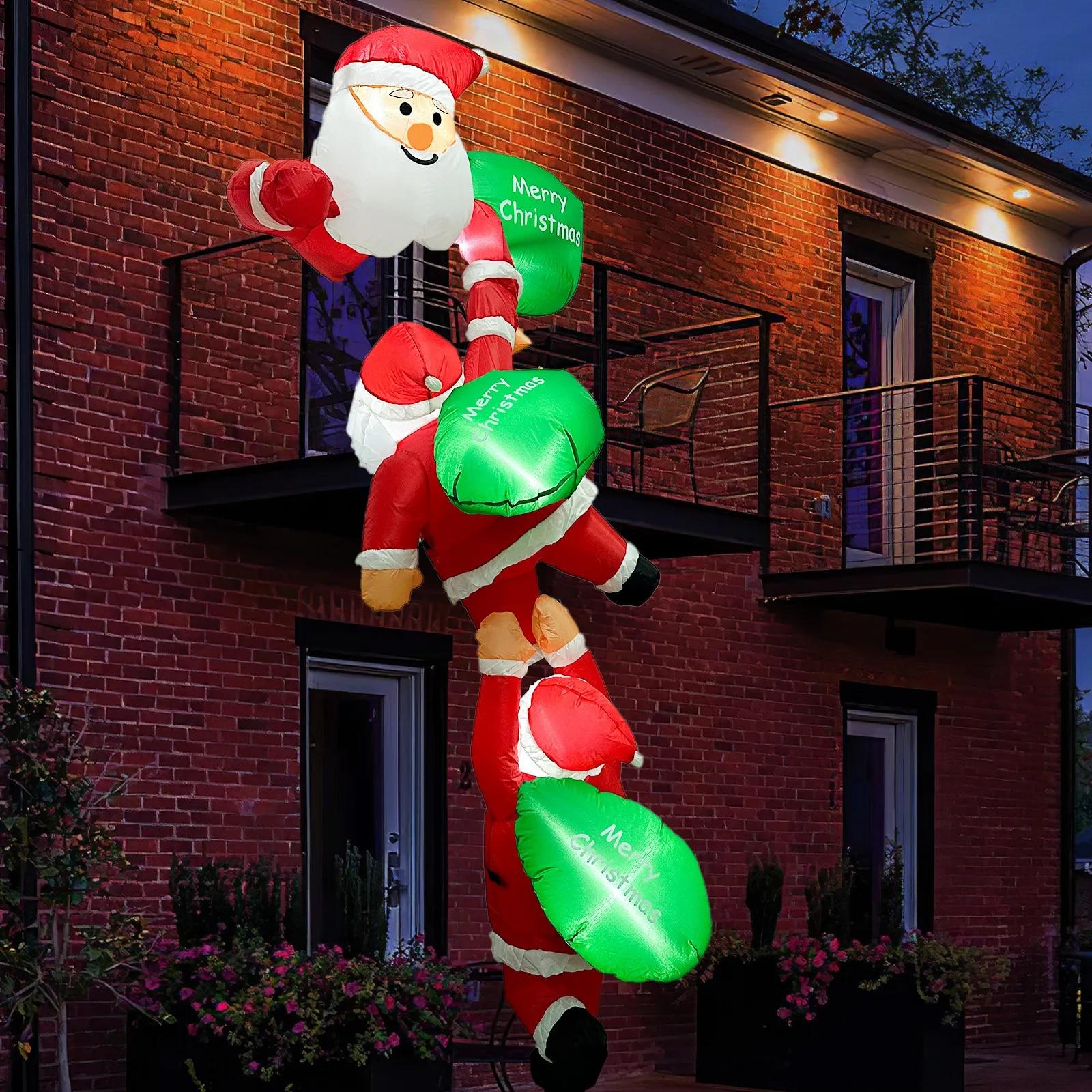OurWarm Christmas Climbing Santa Claus Inflatable with LED Lights Christmas Blow Up Yard Decorations for Outdoor Porch Decor | Fugo Best