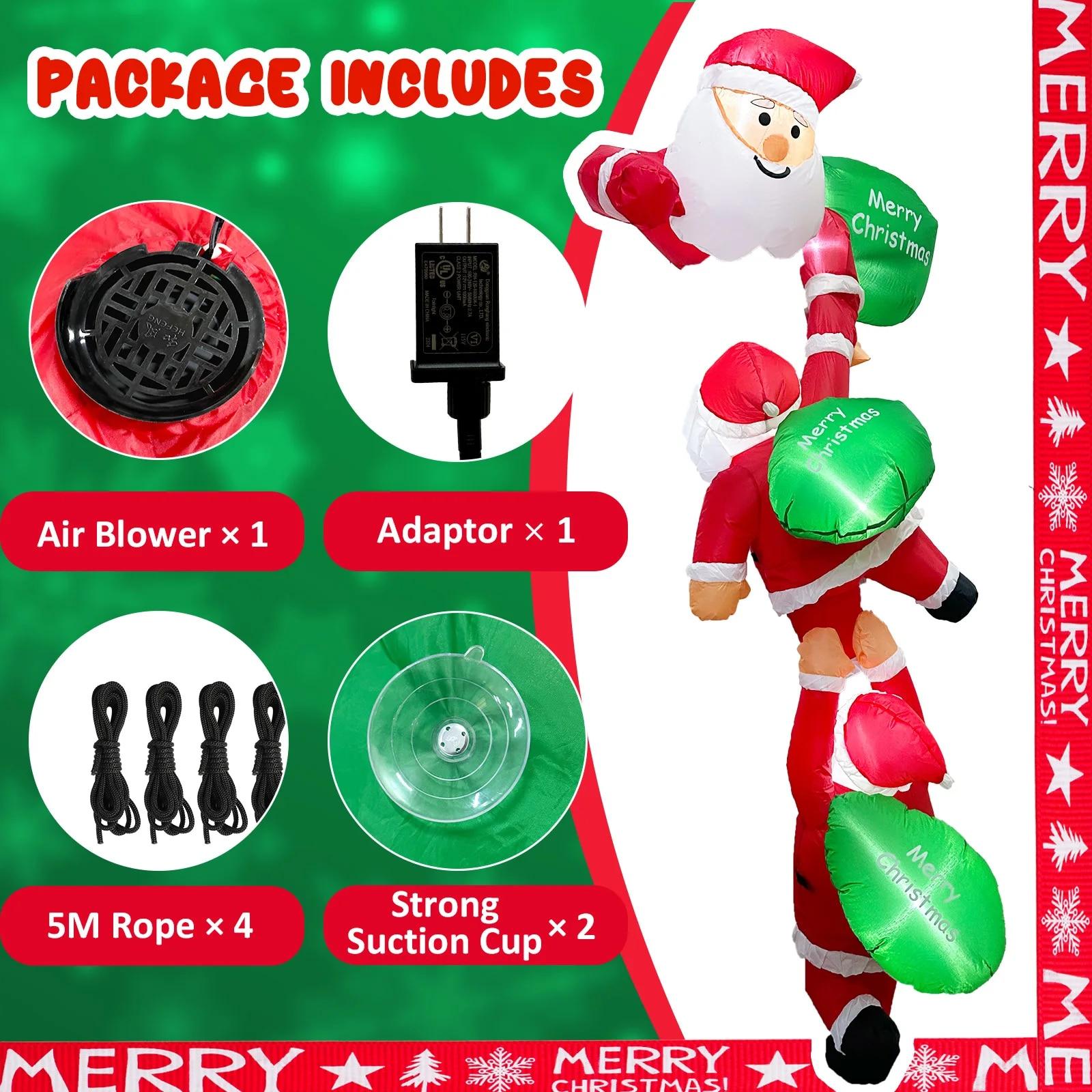 OurWarm Christmas Climbing Santa Claus Inflatable with LED Lights Christmas Blow Up Yard Decorations for Outdoor Porch Decor | Fugo Best