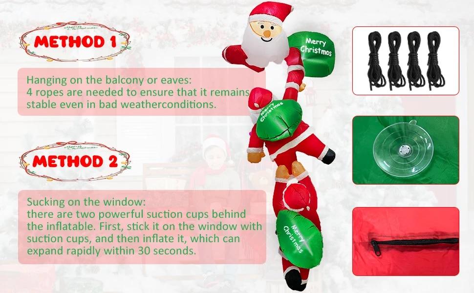 OurWarm Christmas Climbing Santa Claus Inflatable with LED Lights Christmas Blow Up Yard Decorations for Outdoor Porch Decor | Fugo Best
