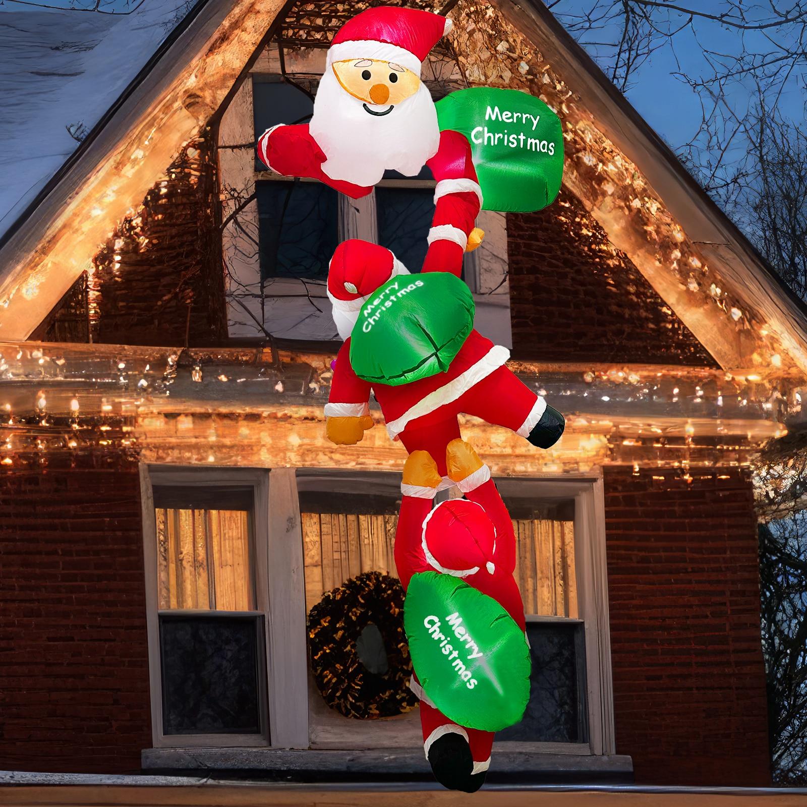 OurWarm Christmas Climbing Santa Claus Inflatable with LED Lights Christmas Blow Up Yard Decorations for Outdoor Porch Decor | Fugo Best