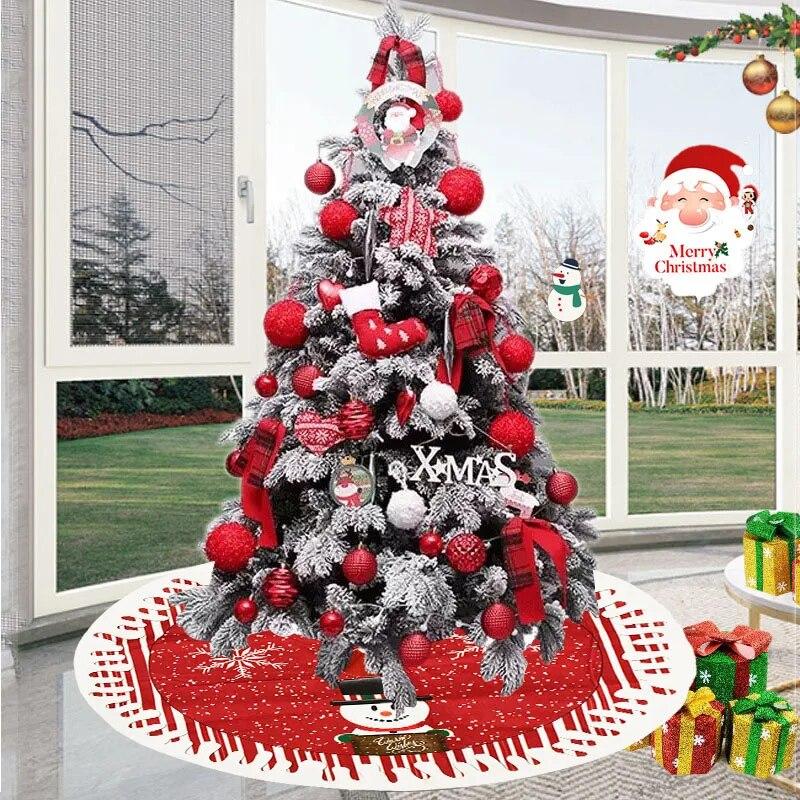 Christmas Tree Skirt Elk Snowflake Santa Xmas Tree Mat Carpet Merry Christmas Decoration For Home Navidad Ornament New Year Gift | Fugo Best