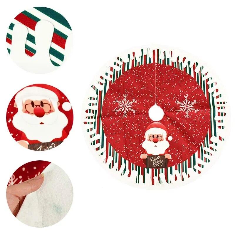 Christmas Tree Skirt Elk Snowflake Santa Xmas Tree Mat Carpet Merry Christmas Decoration For Home Navidad Ornament New Year Gift | Fugo Best