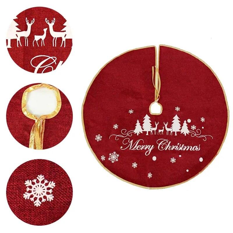 Christmas Tree Skirt Elk Snowflake Santa Xmas Tree Mat Carpet Merry Christmas Decoration For Home Navidad Ornament New Year Gift | Fugo Best