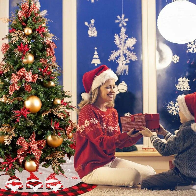 Christmas Tree Skirt Elk Snowflake Santa Xmas Tree Mat Carpet Merry Christmas Decoration For Home Navidad Ornament New Year Gift | Fugo Best