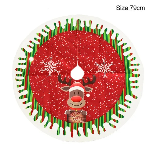 Christmas Tree Skirt Elk Snowflake Santa Xmas Tree Mat Carpet Merry Christmas Decoration For Home Navidad Ornament New Year Gift | Fugo Best