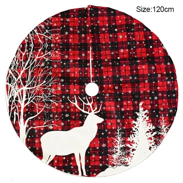 Christmas Tree Skirt Elk Snowflake Santa Xmas Tree Mat Carpet Merry Christmas Decoration For Home Navidad Ornament New Year Gift | Fugo Best