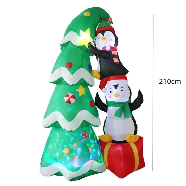 Christmas Inflatable Dogs Chasing Santa Claus Climbing Christmas Tree with Lighting Xmas Decoration Outdoor Indoor Navidad 2023 | Fugo Best