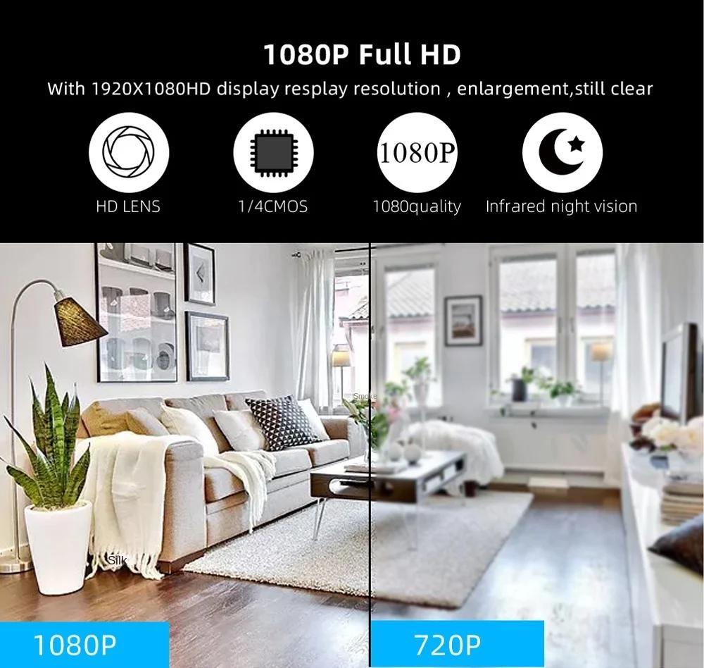 1080P Mini Wifi Camera Battery Operated Small Wireless Cam 360 Degree Horizontal Rotation Security System Mobile Fhone Monitorin | Fugo Best