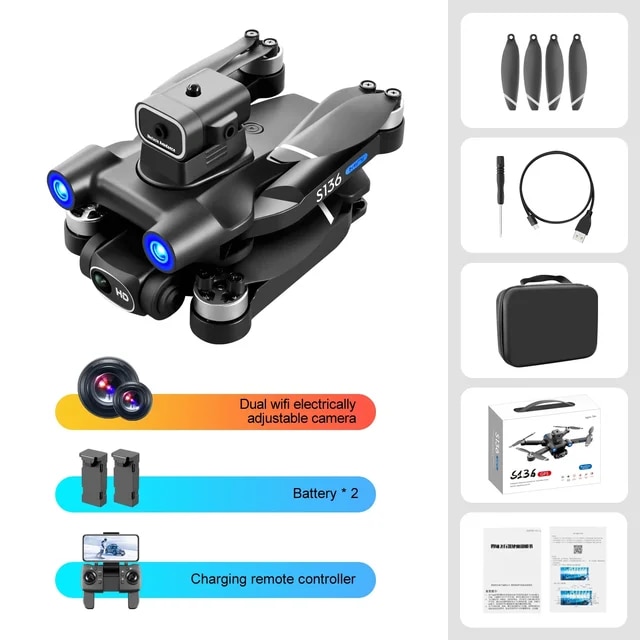 S136 GPS Rc Drone 4K HD Dual Camera Professional 5G Aerial Photography Obstacle Avoidance Brushless Automatic Return Helicopter | Fugo Best